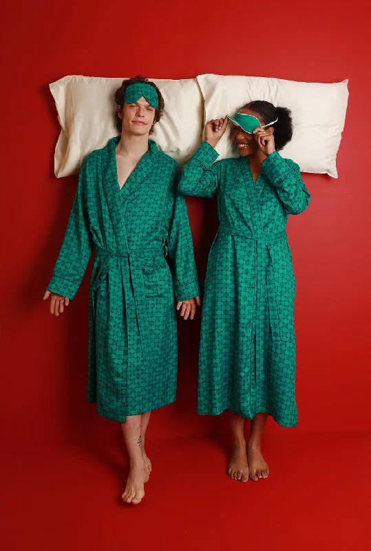 Weekend Bargains Await You Men's Mulberry Silk Robe - Kerala Green