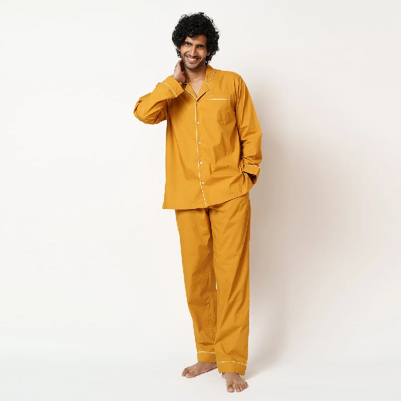 Cash Savings Mustard Muse Cotton Notched Pyjama Set