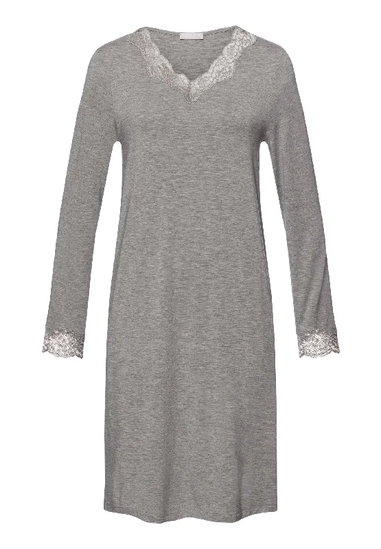 The Best Deal Natural Elegance Lace Trim V-Neck Cotton Nightgown | Grey Melange 74832-958 The Best Deal Natural Elegance Lace Trim V-Neck Cotton Nightgown | Grey Melange 74832-958