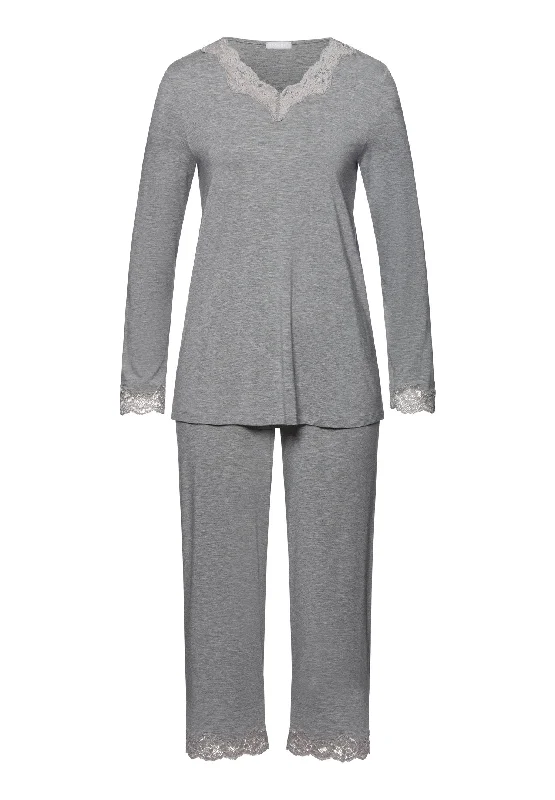 Natural Elegance Long Sleeve Pajama Set | Grey Melange 74833-958