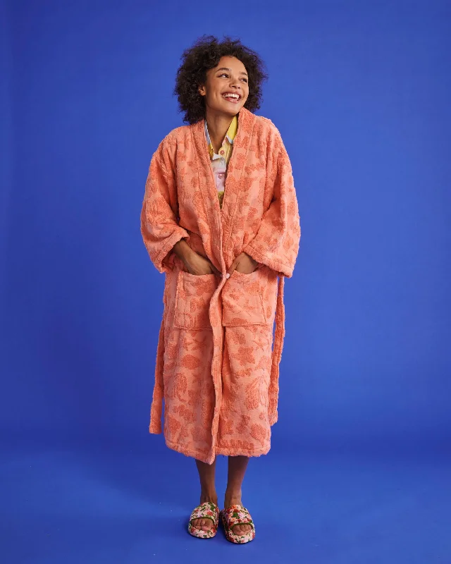 Mega Discount Peach Rock Pool Terry Bath Robe