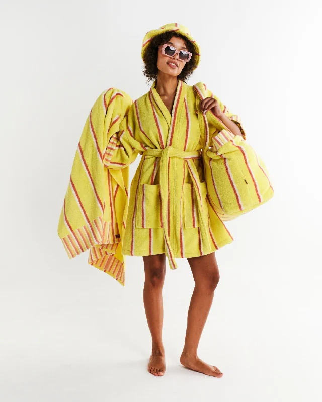 Time-Limited Offer Pina Colada Stripe Terry Mini Bath Robe