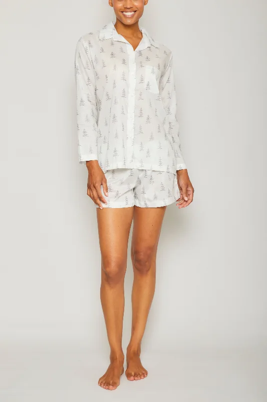 Steals and Deals Pine Trees Long Sleeve Short Set