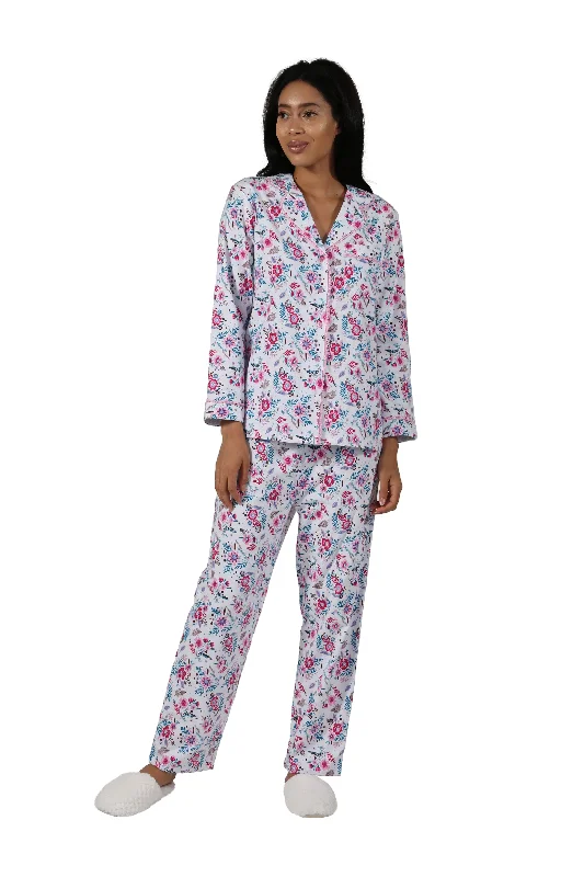 Deal of the Day Pink Vintage Floral Flannel Pajama Set