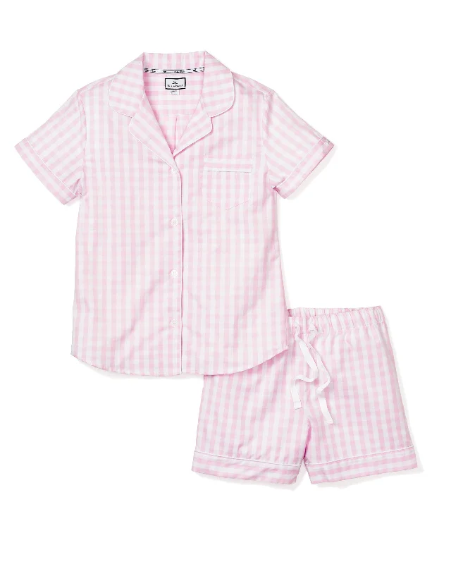 Extra Savings Women's Twill Pajama Short Set in Pink Gingham
