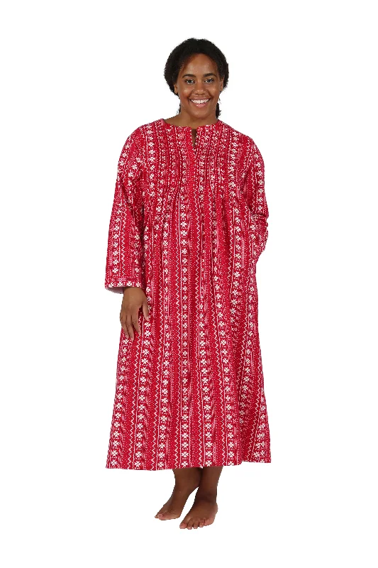 Amazing Value Plus Size Printed Flannel Nightgown With Release Pleats