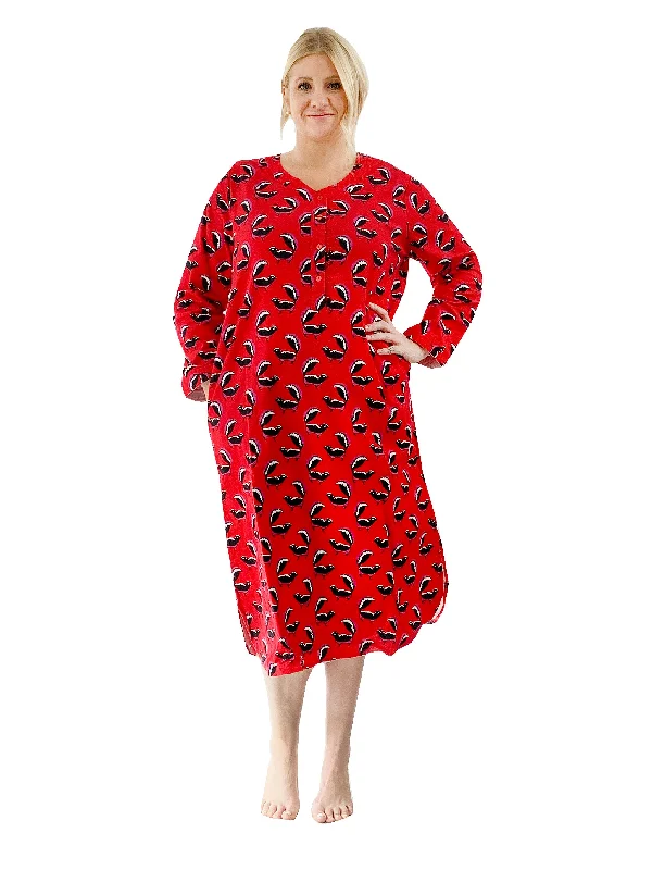 Weekend Savings Spectacular Plus Size Whimsical Skunk Flannel Henley Night Shirt