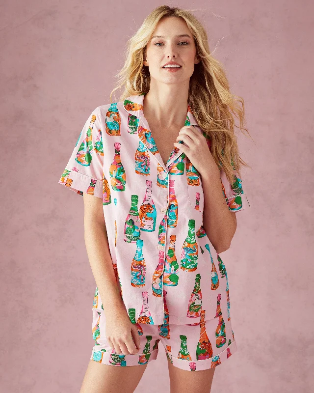 Weekend Bargains to Relish Pop the Bubbly - Short PJ Set - Sparkling Rosé