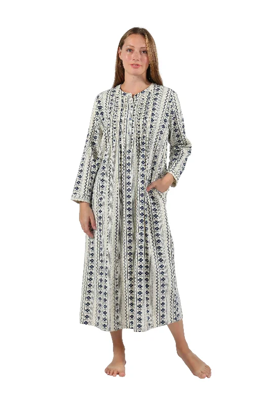 Unwind with Weekend Discounts Printed Flannel Nightgown With Release Pleats