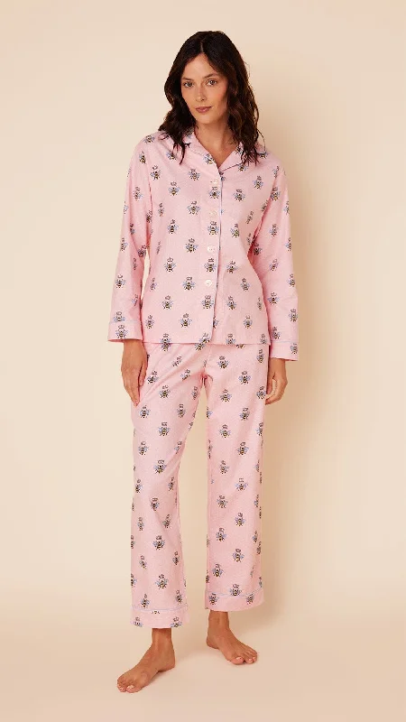 Early Bird Queen Bee Flannel Pajama - Pink