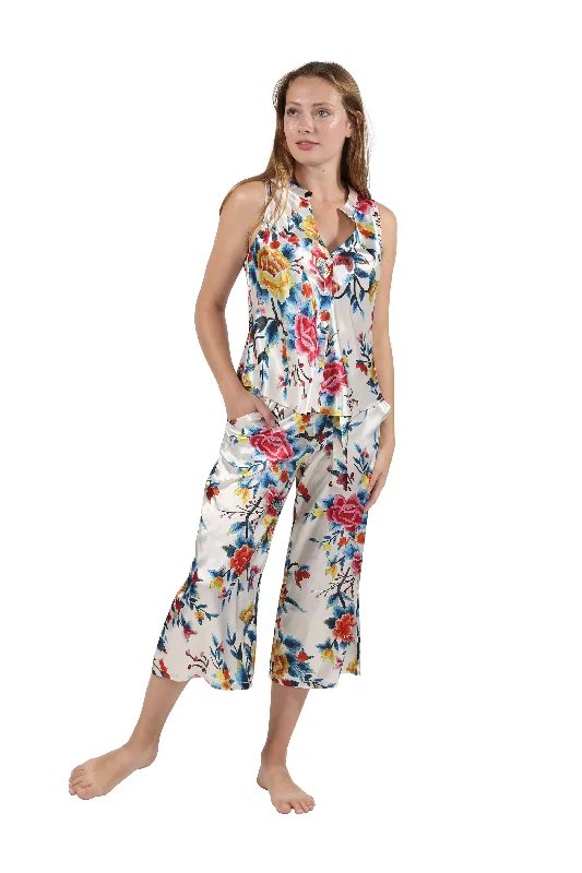 Weekend Shopping Made Better Satin Floral Multi Colored Lounge Set