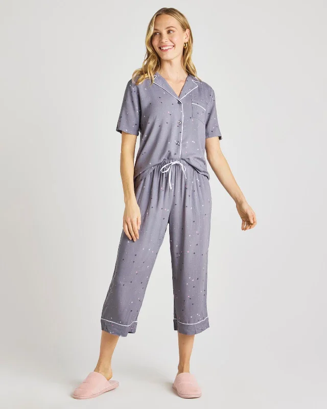Hurry In Scattered Star Notch Top & Crop Pant PJ Set