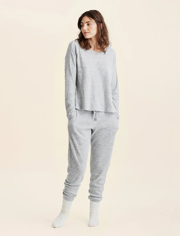 Weekend Bargains to Sizzle Super Soft Waffle V-Neck Top and Jogger Set