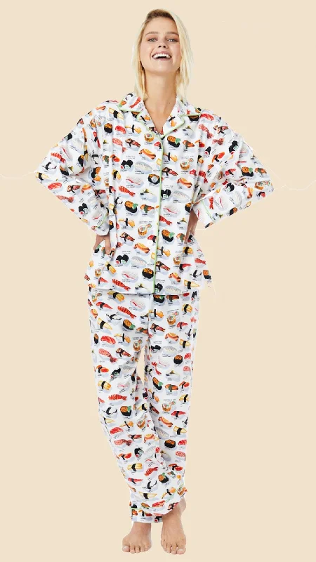 Weekend Savings Extravaganza Sushi Flannel Pajama - White