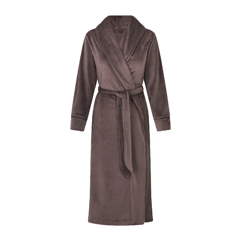 Weekend Discounts to Snag VELOUR LONG ROBE | AMETHYST