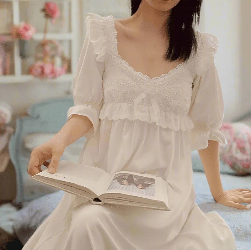 Weekend Discounts You Deserve Victorian White Cotton Night Dress S-XL