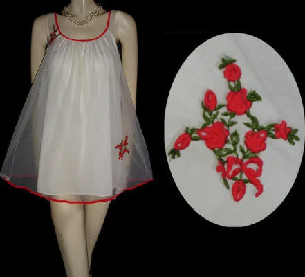 Weekend Bargains to Snag *VINTAGE BELINDA DOUBLE NYLON BABYDOLL SHORTY PAJAMAS WITH RED ROSES & BOW APPLIQUES Weekend Bargains to Snag *VINTAGE BELINDA DOUBLE NYLON BABYDOLL SHORTY PAJAMAS WITH RED ROSES & BOW APPLIQUES