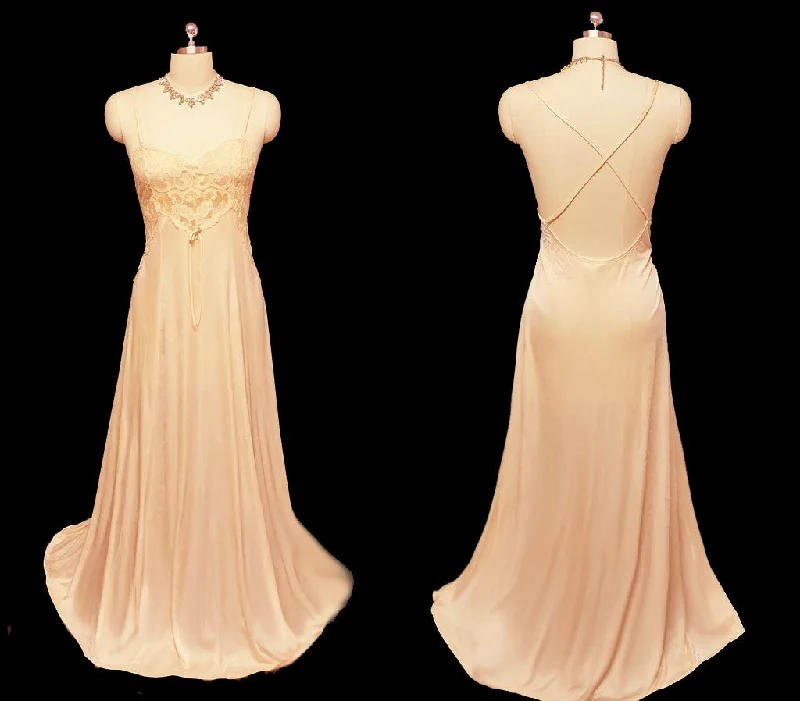 Weekend Deals to Make You Smile *VINTAGE PETRA LACE BODICE NIGHTGOWN WITH A BEAUTIFUL CRISS-CROSS BACK NIGHTGOWN IN GOLD RUSH - LARGE Weekend Deals to Make You Smile *VINTAGE PETRA LACE BODICE NIGHTGOWN WITH A BEAUTIFUL CRISS-CROSS BACK NIGHTGOWN IN GOLD RUSH - LARGE
