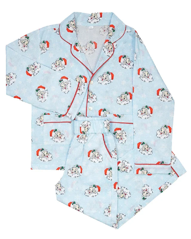Weekend Deals That Excite Vintage Santa Blue Button Down Ladies Pajamas