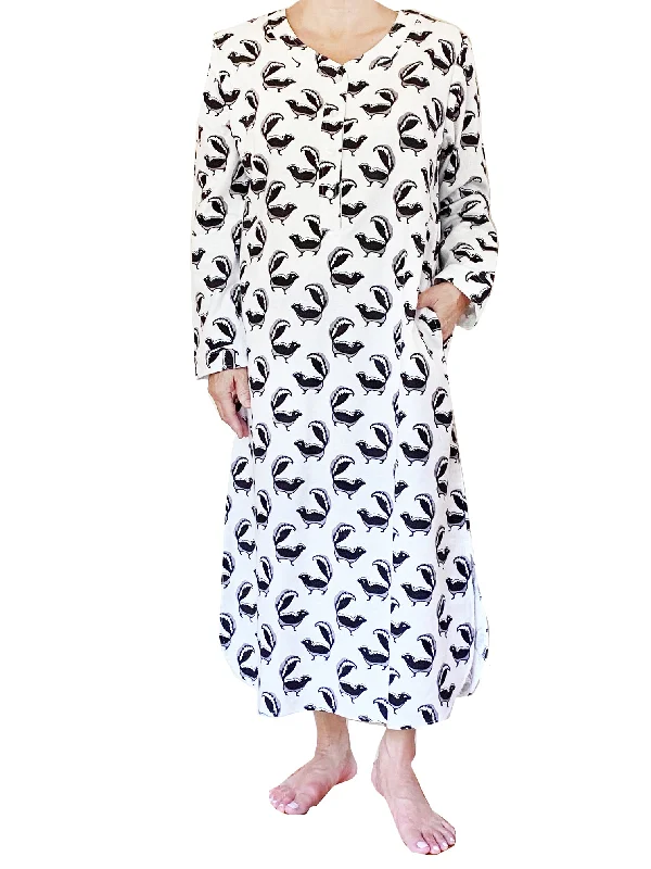 Top Pick Whimsical Skunk Flannel Henley Night Shirt