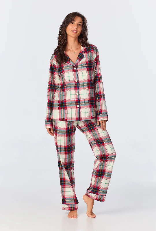 Unmissable Sale Winter Tartan Long Sleeve Classic Woven  Portuguese Flannel  PJ Set