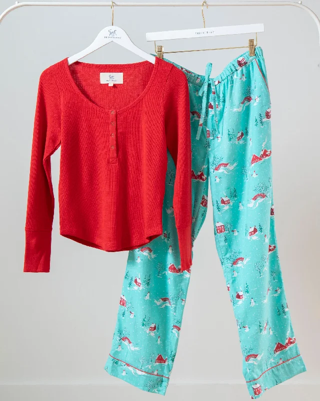 Overstock Clearance Winter Wonderland - Henley & Flannel PJ Pants Set - Snow Day