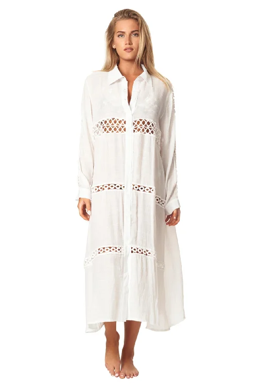 Weekend Deals to Make You Smile Women Loose Long Sleeve Shirt Dress Swimsuit Cover Ups