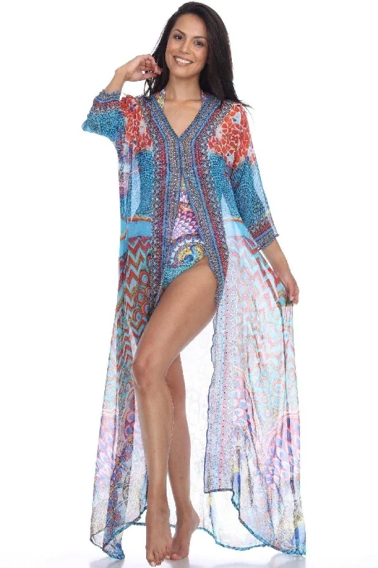 Half Price Women's Flowy Kimono Cardigan Open Front Maxi Dress Cover Up
