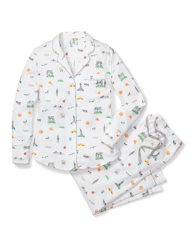 Weekend Deals That Sizzle Women's Twill Pajama Set in New York! New York!