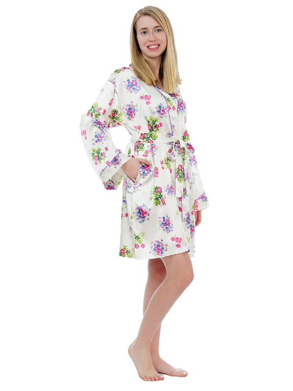 Women's Short Robe, Satin, Various Prints