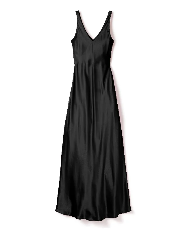 Super Discount Women's Silk Long Slip in Black