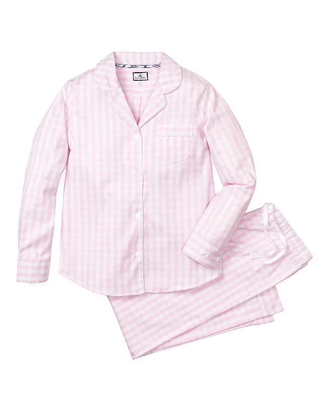 The Best Deal Women's Twill Pajama Set in Pink Gingham