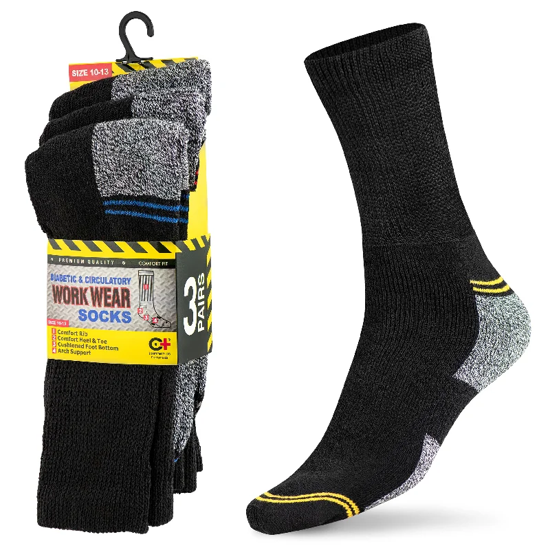 Special Buy 3-12 Pairs Men's Cotton Diabetic Health Crew Circulatory Boot Socks Men's Size 10-13