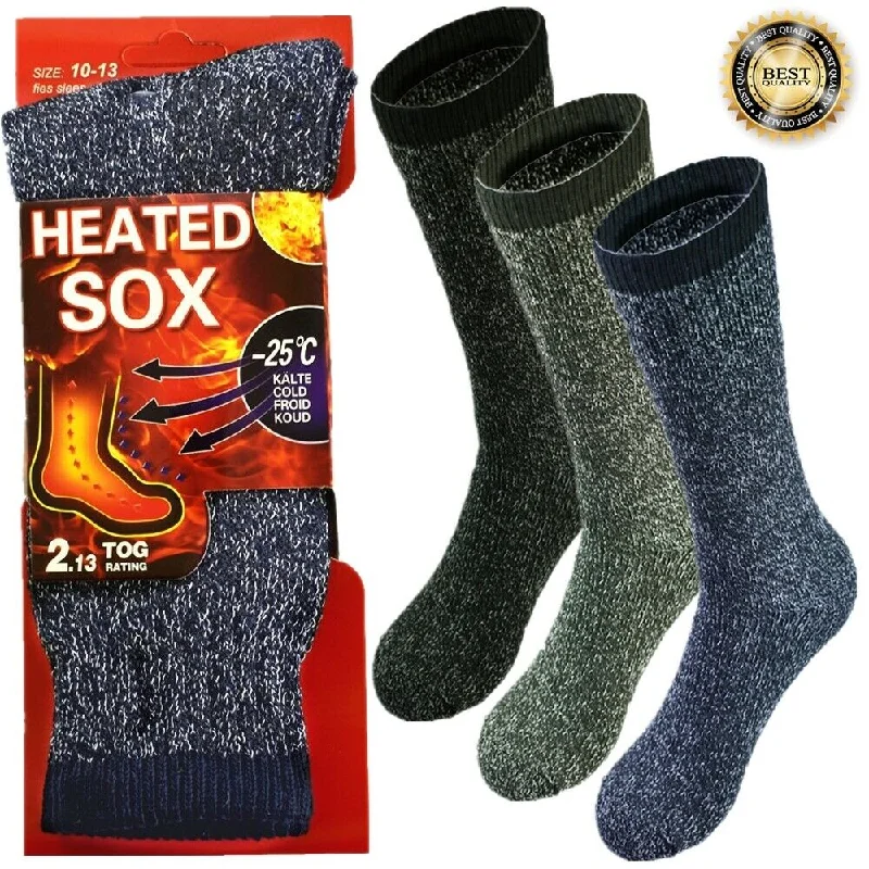 Value Pack 3 Pairs Men Winter Heavy Duty Insulated SOX Heated Thermal Warm Socks Size 10-13