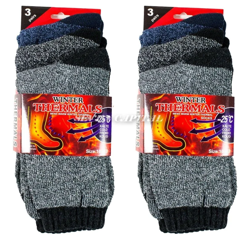 New Deal 3 Pairs Men's Winter Thermal Super Warm Heated Socks Heavy Duty Boots Size 10-13