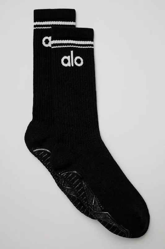 Weekend Discounts You Deserve Women's Throwback Barre Sock - Black/White
