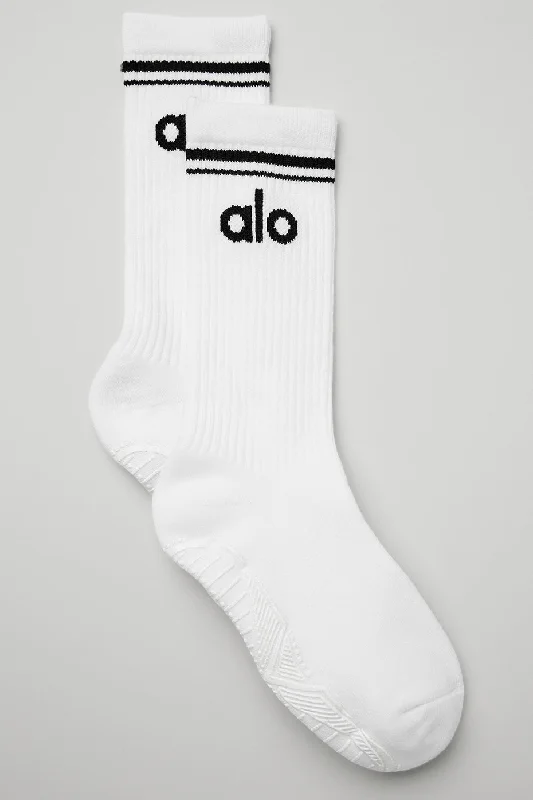 Weekend Shopping Bliss Women's Throwback Barre Sock - White/Black