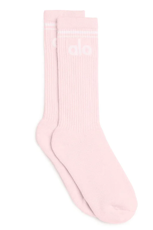 Deal of the Day Unisex Throwback Sock - Powder Pink/White