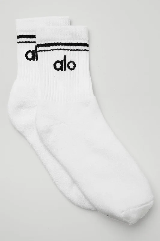 Unisex Half-Crew Throwback Sock - White/Black