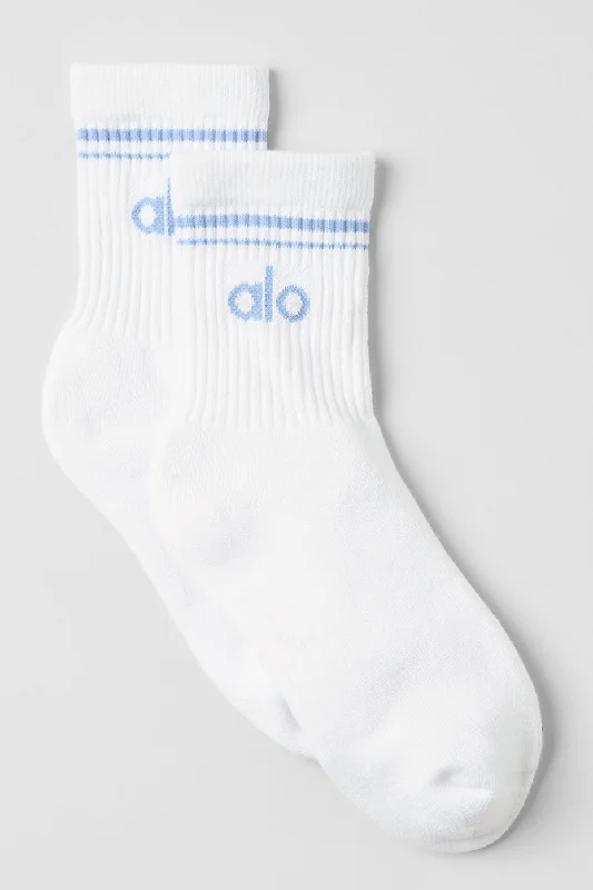 Deal of the Day Unisex Half-Crew Throwback Sock - White/Seashell Blue