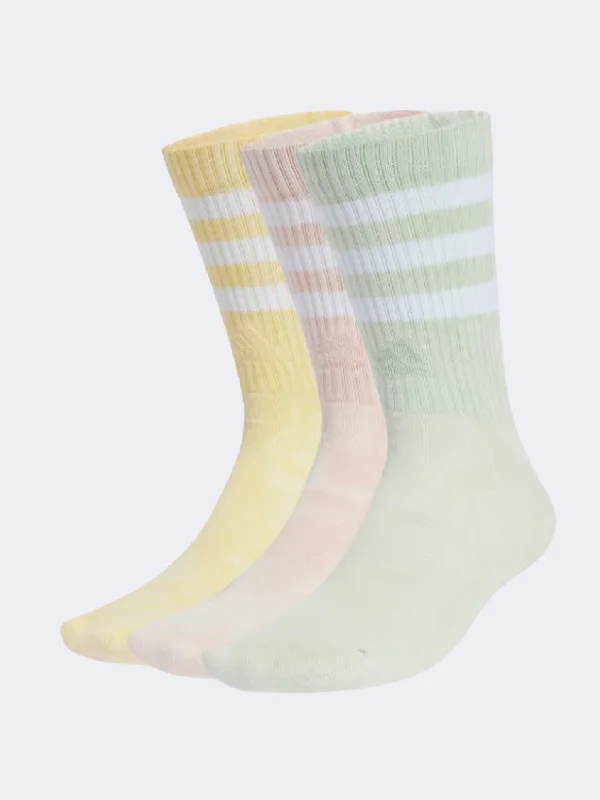 Time-Sensitive Adidas 3 Stripes Stonewash Unisex Training Sock Pink/Green/Yellow
