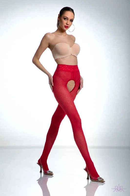 Time-Limited Offer Amour Nymph Crotchless Red Tights
