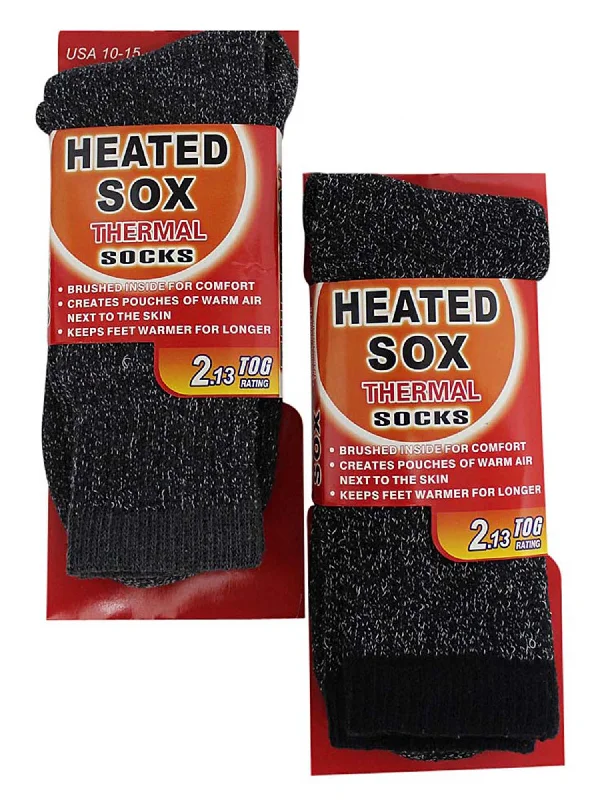 Weekend Discounts to Grab Black & Gray Mens Heated Thermal 2 Pack Winter Socks