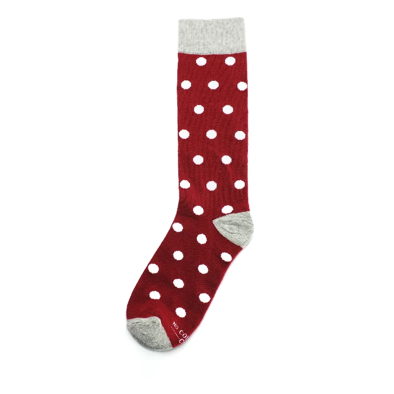 Lowest Price Burgundy with White Polka Dot Socks