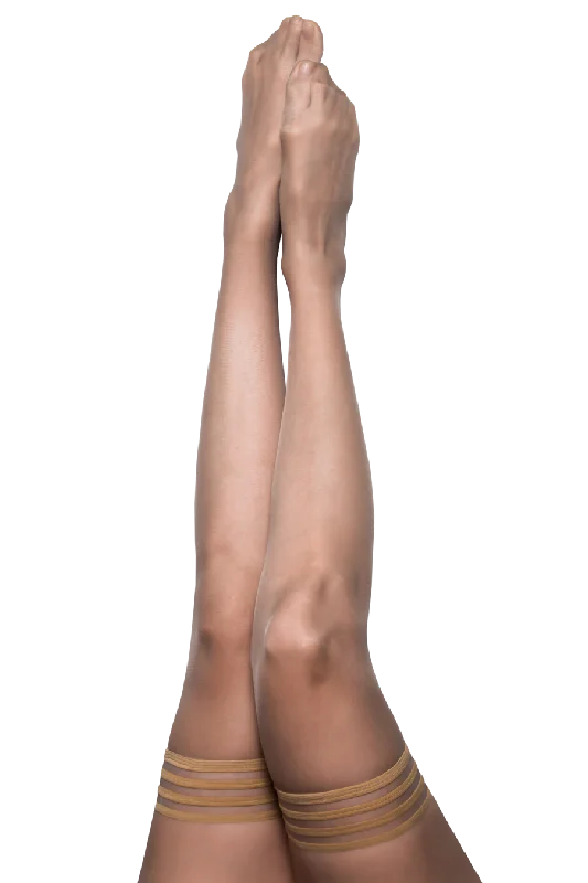 Weekend Offers That Sizzle Champagne thigh-high tights with a non-slip grip