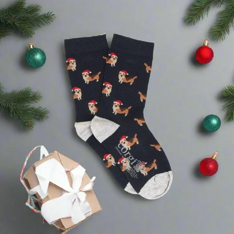 Kids Christmas Corgi Cotton Socks