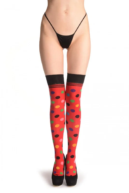 Colourful Polka Dot On Red