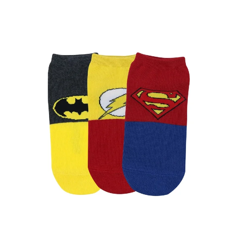 Justice League Men's Cotton Low Cut Socks - Superman, Batman, Flash - (Pack of 3 Pairs/1U)