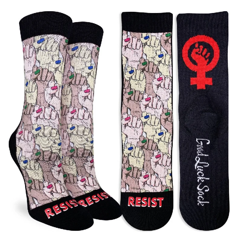 Crazy Deal "Resist" Active Crew Socks by Good Luck Sock - Medium