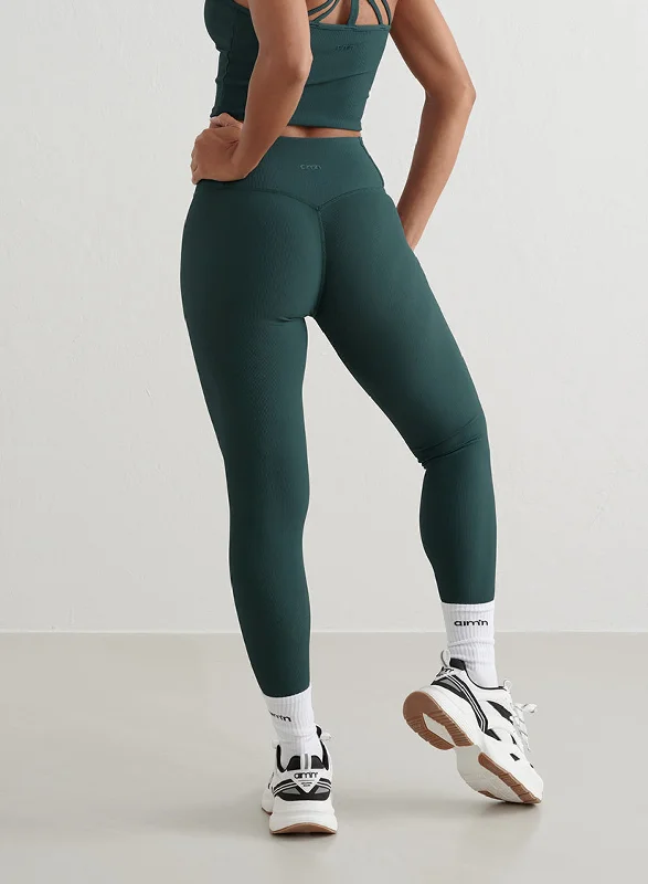 Weekend Discounts to Delight Deep Emerald Ribbed Performance Tights